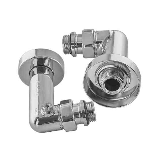 Комплект кранов для полотенцесушителя угловой Koer KR.SET.550 - M1/2'xM1/2'’ запорный, хромированный (KR5840) Киев