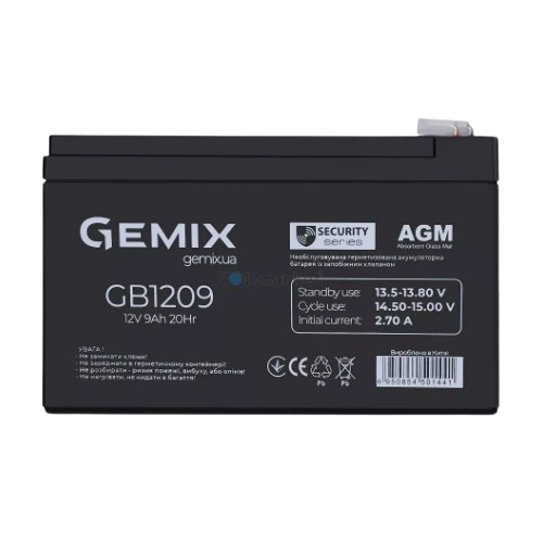 Акумулятор 12V 9Ah AGM GB1209 Gemix Житомир