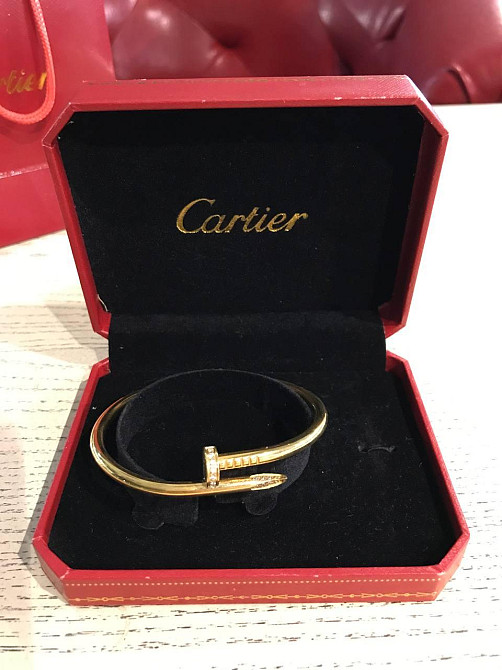 Cartier браслет цвяхв лимонному золоті з камінням на капелюсі / Картьє цвях браслет із цирконієм на капелюшці Одеса - фото 6