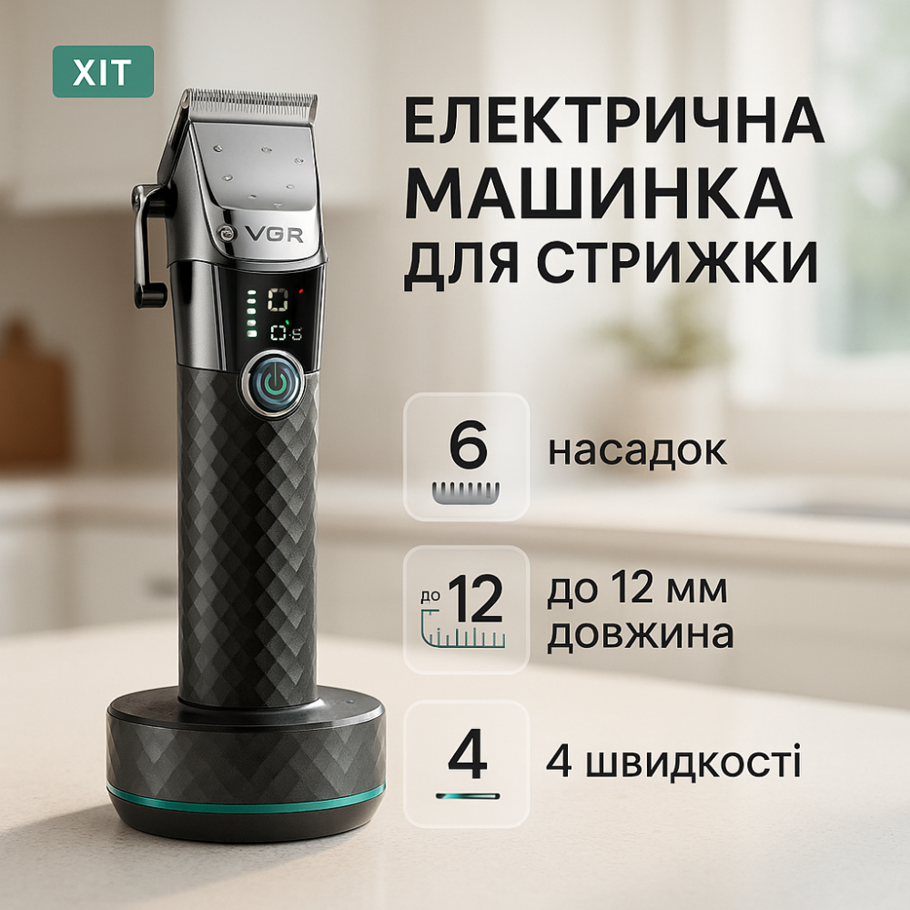 Електрична машинка для стрижки побутова VGR V-682, Профі машинка для стрижки волосся JK-41 Львів - фото 17