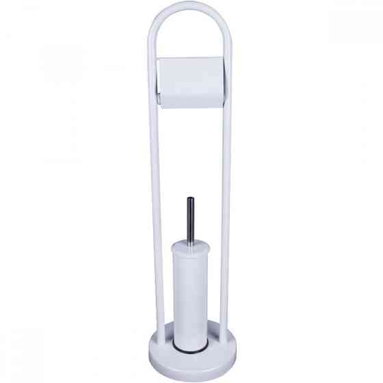 Ерш туалетный напольный с бумагодержателем Zerix KIT ME04 White цвет белый из нержавеющей стали (ZX4643) Черновцы