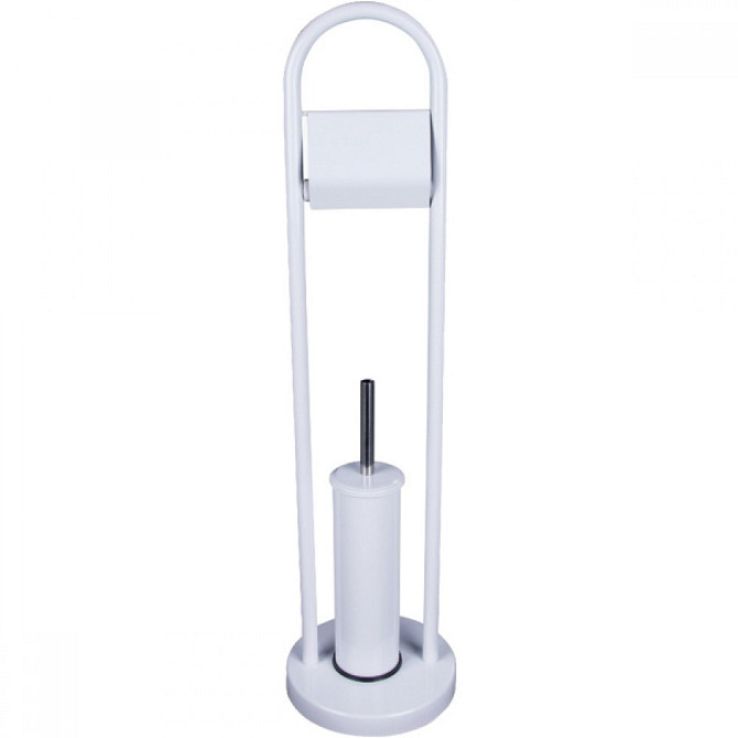 Ерш туалетный напольный с бумагодержателем Zerix KIT ME04 White цвет белый из нержавеющей стали (ZX4643) Черновцы - изображение 1
