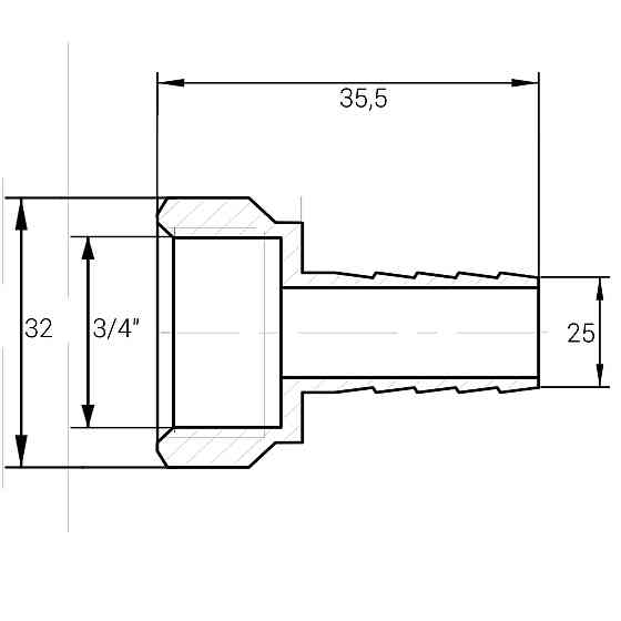 Штуцер 3/4″В 25мм нікельований NU4L1S OPTIMUM (000030846) Київ
