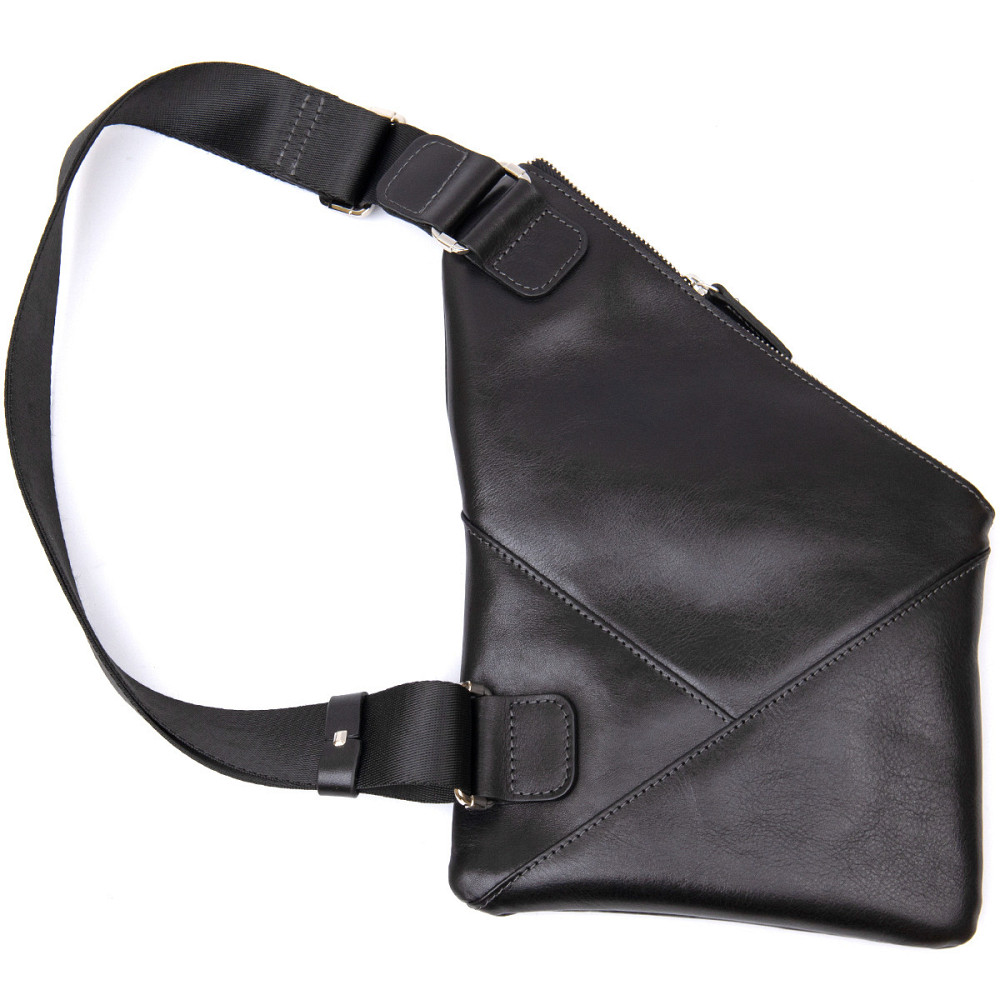 Шкіряна чоловіча сумка через плече GRANDE PELLE 11439 Чорний Київ - фото 8