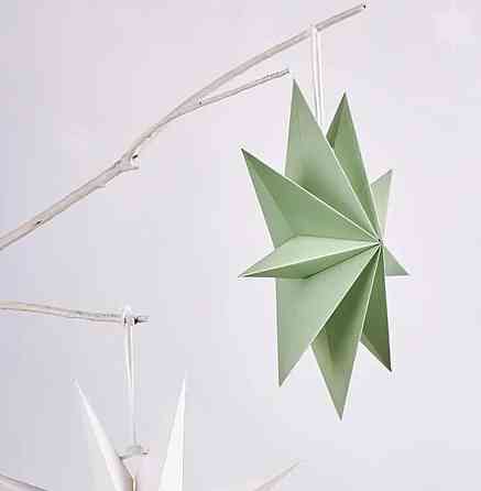 Объёмная звезда из картона девятиконечная 30 см ментоловый Киев