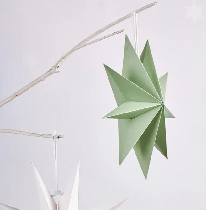 Объёмная звезда из картона девятиконечная 30 см ментоловый Киев - изображение 2