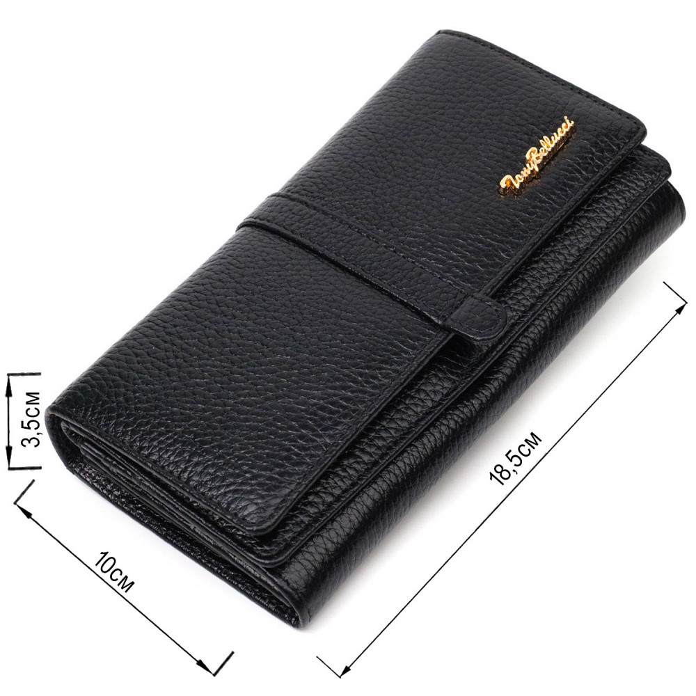 Классический женский кошелек с большим количеством отделений из натуральной кожи Черный (Tony Bellucci) Киев - изображение 7