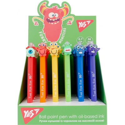 Ручка шариковая Yes Funny monsters автоматическая 0,7 мм синяя (412006) Винница - изображение 6