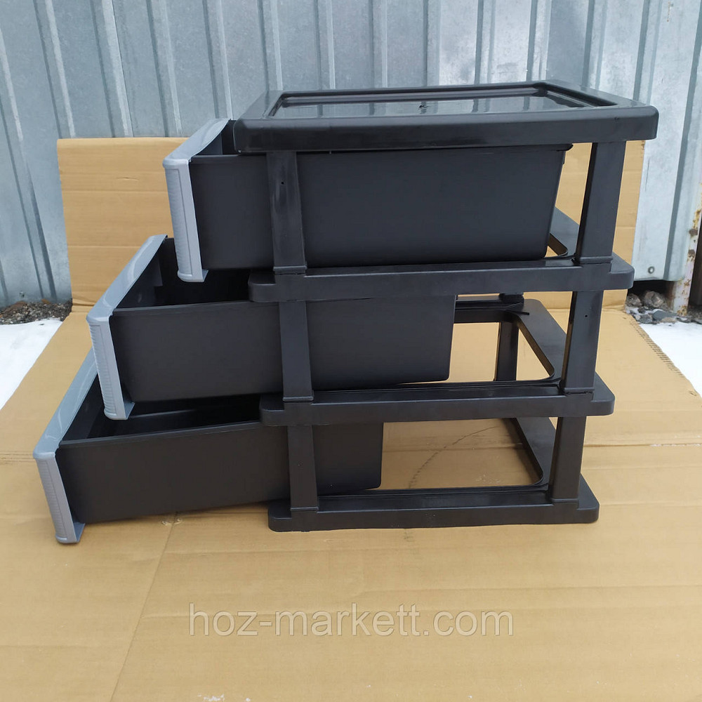 Комод тумбочка мини на 3 ящика серо-черная Харьков - изображение 9