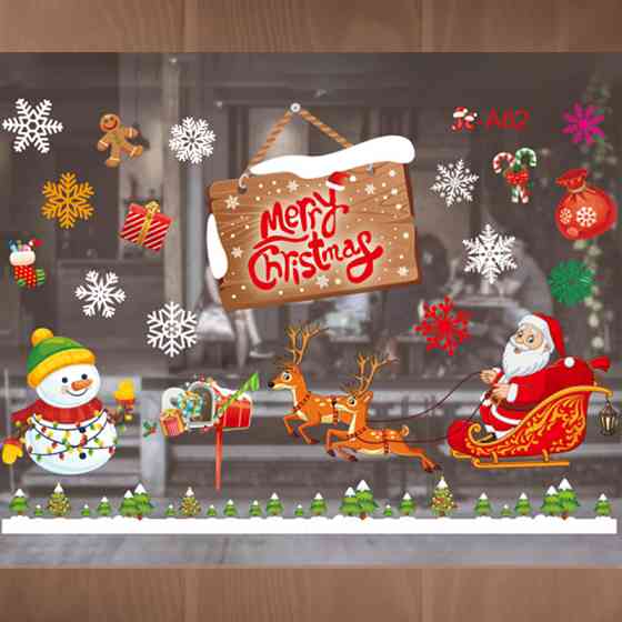 Наклейки новогодние Merry Christmas 50 на 70 см разноцветный Киев