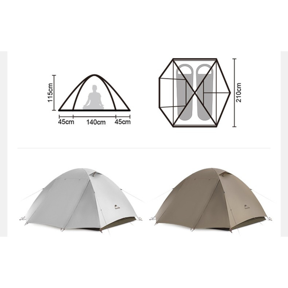 Намет двомісний Naturehike Greek Style CNK2300ZP024 світло-кавовий Київ - фото 2