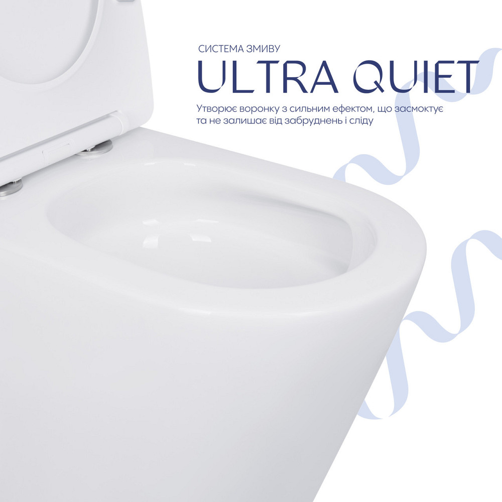 Унітаз-компакт Qtap Scorpio безобідковий Ultra Quiet із сидінням Soft-close QT14226088AW Київ - фото 13