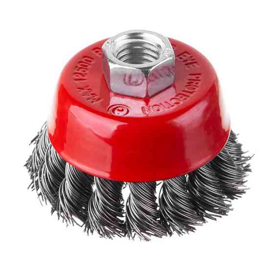 Щітка чашкова, 65 мм, M14, пучки крученого дроту, для КШМ, 12500 об/хв INTERTOOL BT-2065 Київ
