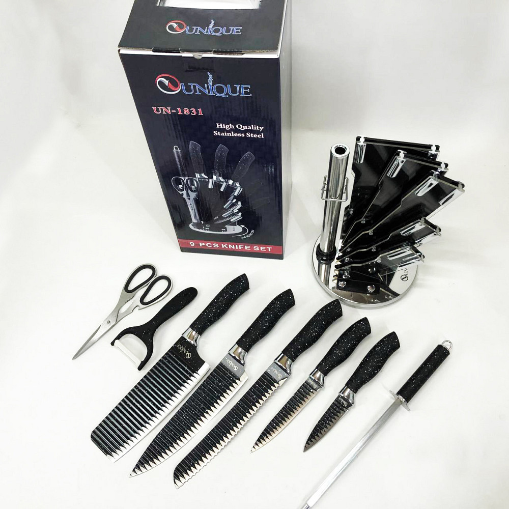 Набір ножів для приготування їжі UNIQUE UN-1831 9 шт, Набір ножиків для кухні Товари кухні ножі DP-20 Львів - фото 8