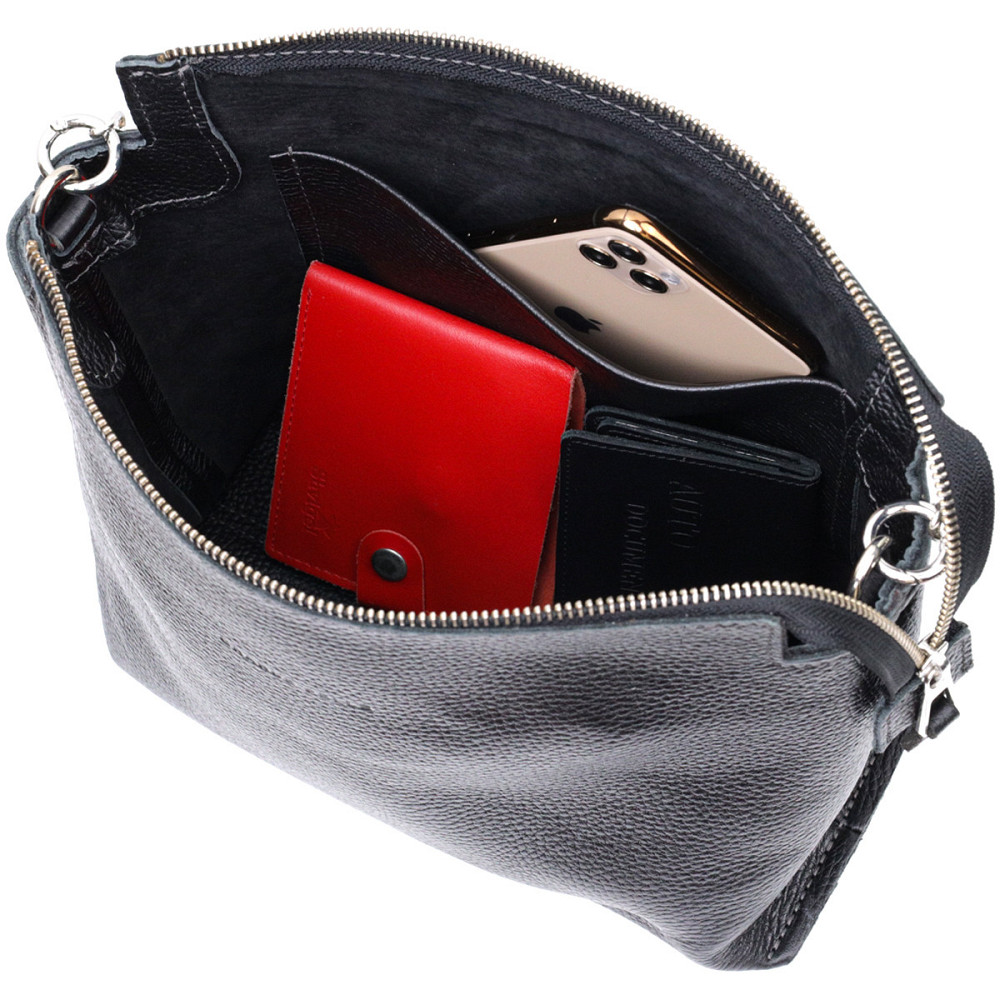 Якісна жіноча сумка з натуральної шкіри GRANDE PELLE 11655 Чорна Київ - фото 5