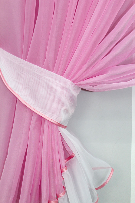 Кухонный комплект VR-Textil № 070к шторка с ламбрекеном розовый с белым 150х175 см (50-097) Киев - изображение 3