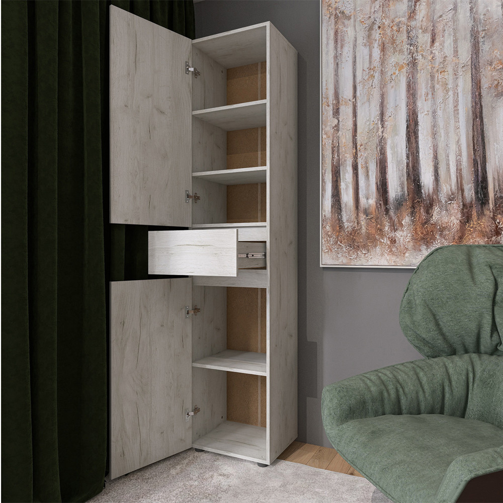 Пенал с выдвижным ящиком Эверест Лайт ПЛ-1 Дуб Крафт белый (DTM-071078) Львов - изображение 3