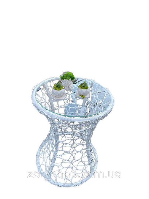 Столик из ротанга круглый белый Киев - изображение 4