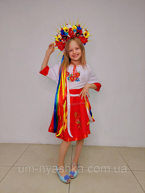 Червона вишита сукня плаття вишиванка з коротким рукавом Квіткова Кривой Рог - изображение 2