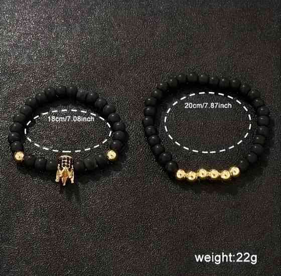 Подарунковий набір для чоловіків 1 наручний годинник та 2 стильними модними браслетами без подарункової коробки чорний Київ