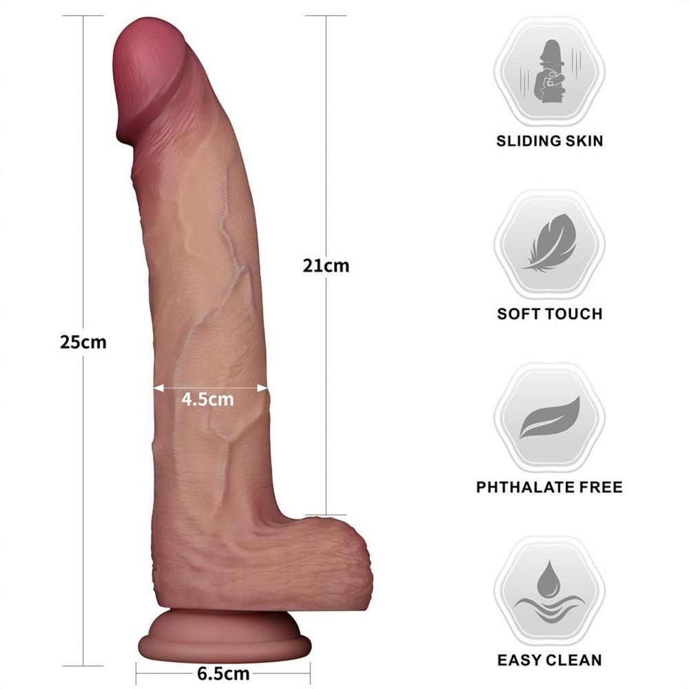 Фалоімітатор - Sliding Skin Pro II Dual Layer Silicone Dong 10" Flesh Sex Aura Київ - фото 9