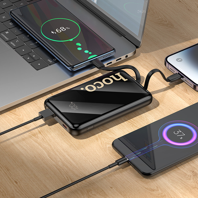 Павербанк 10000 mAh HOCO Q37 Graceful 22.5W+PD20W быстрая зарядка 2 кабеля черный power bank повербанк Одесса - изображение 8