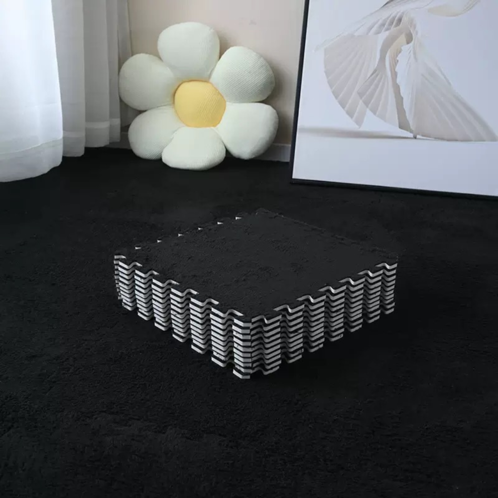 Пазл коврик 60х90см мягкий плюшевый термоковер, 6 пазлов теплый пол, термоковрик для дома, в детскую один цвет черный Каменец-Подольский - изображение 4