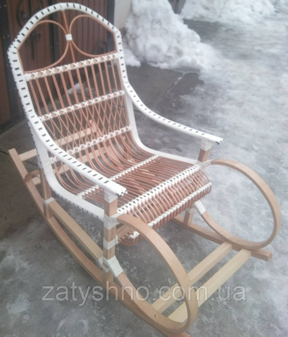 Крісло гойдалка плетена біла Київ - фото 1