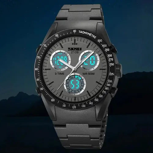 Годинники чоловічі кварцово-електронні спортивні SKMEI 2109BK, Годинники спортивні спорт MH-36 Львів - фото 8