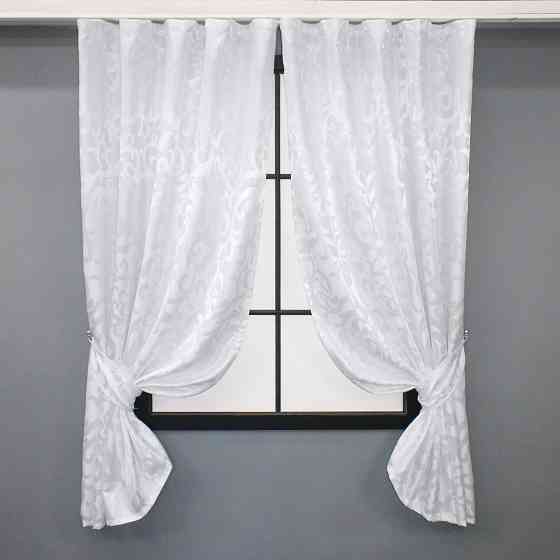 Комплект коротких штор VR-Textil Жаккард Вензель № 418ш Белый 130х170 см 2 шт (35-0238) Киев