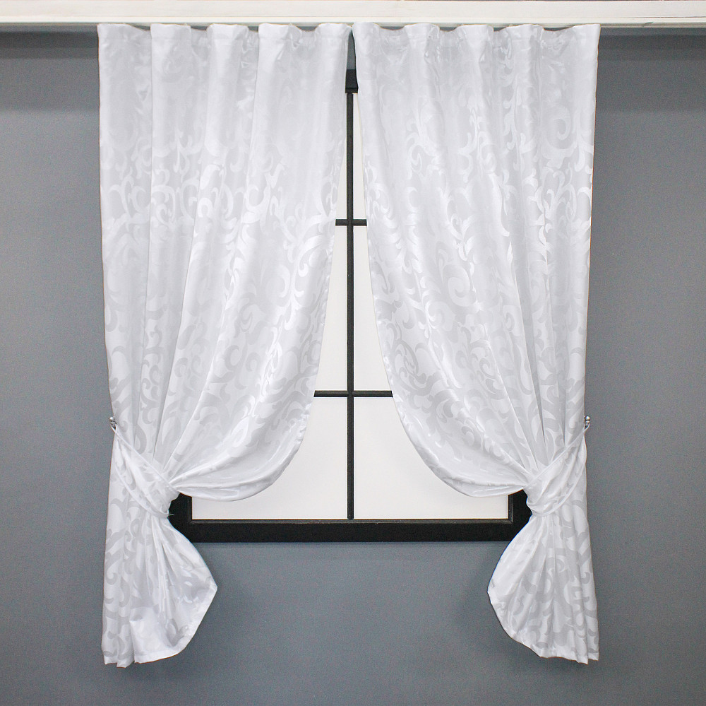 Комплект коротких штор VR-Textil Жаккард Вензель № 418ш Белый 130х170 см 2 шт (35-0238) Киев - изображение 1