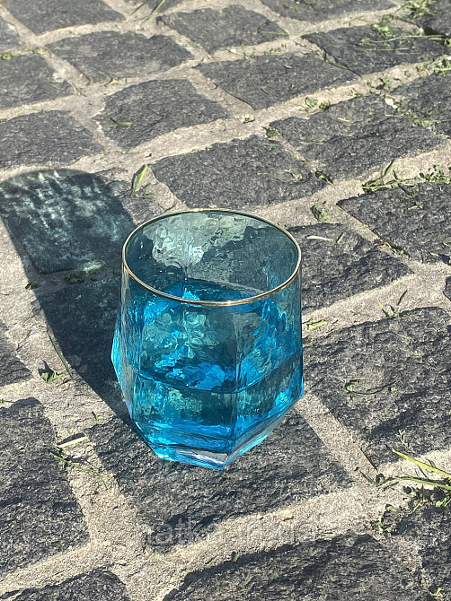 Склянка "Бірюза" 450 мл блакитний із золотим облямівкою Київ - фото 3