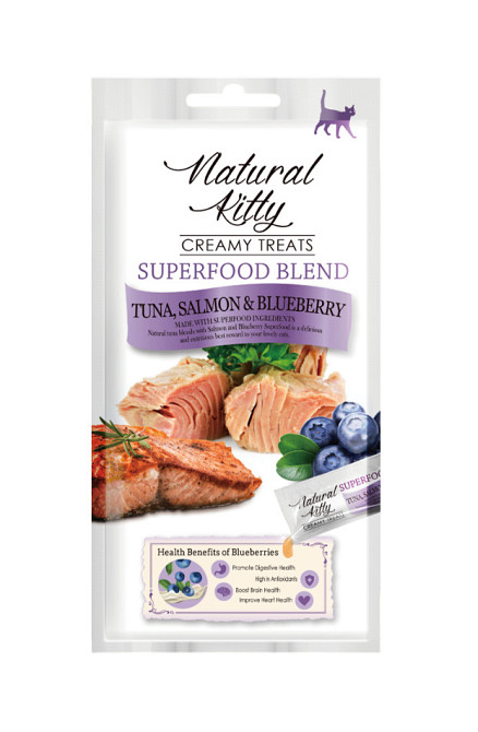 Крем-снеки для кошек Natural Kitty Creamy со вкусом тунца, лосося и черники 24 шт х 12 г Винница - изображение 1