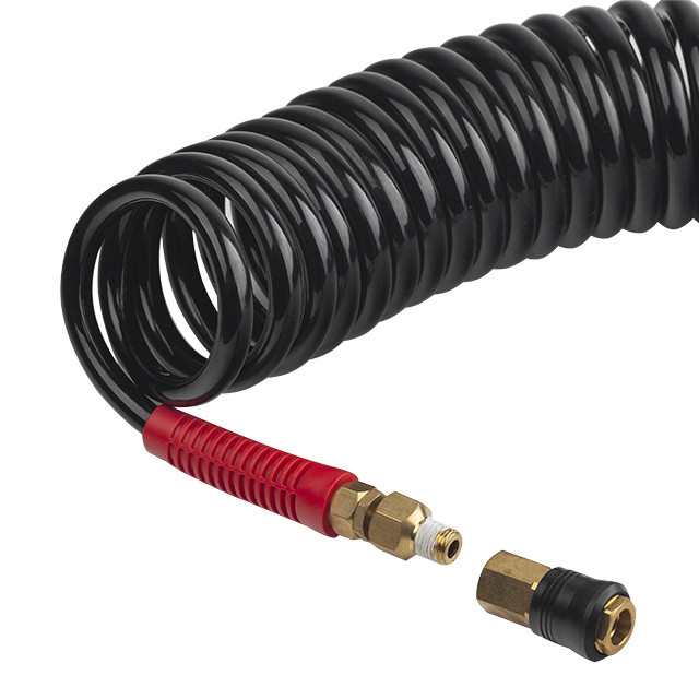 Шланг BLACK M-Flex 8×12 мм, 15 м, спіральний поліуретановий, з поворотним шарніром, латунними швидкороз'ємними з'єднаннями, STORM Київ - фото 4