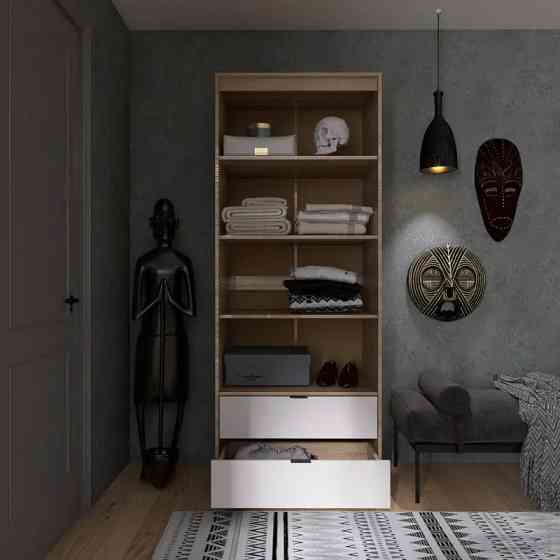 Шафа для одягу з 2 полицями над висувними шухлядами Еверест Сіті-800 80,2х50х204,6 см Дуб сонома/Білий (DTM-071141) Львів