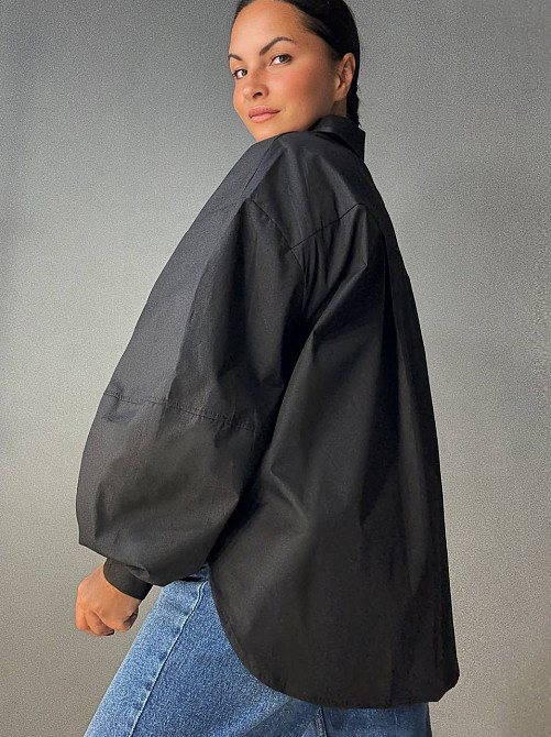 Сорочка жіноча Lan Lan 7503 оверсайз широка довга з пишним рукавом, чорний, one size Київ - фото 7