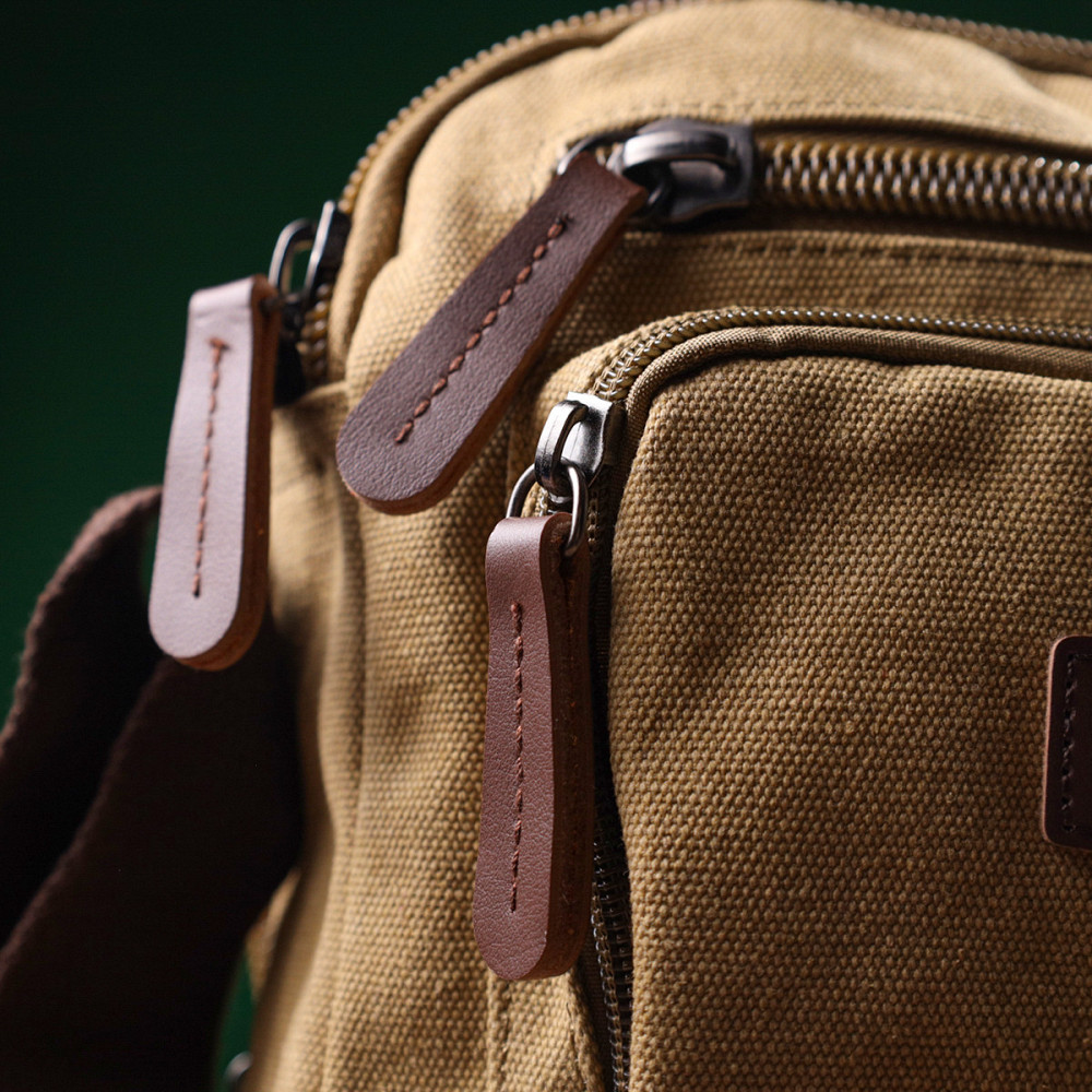 Вертикальная сумка для мужчин из текстиля Vintage 22239 Песочный Киев - изображение 1