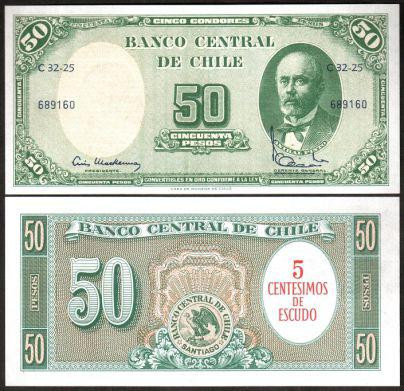 Chile Чилі - 5 Centimos Escudo de on 50 Pesos 1960 - 1961 UNC Полтава - фото 1