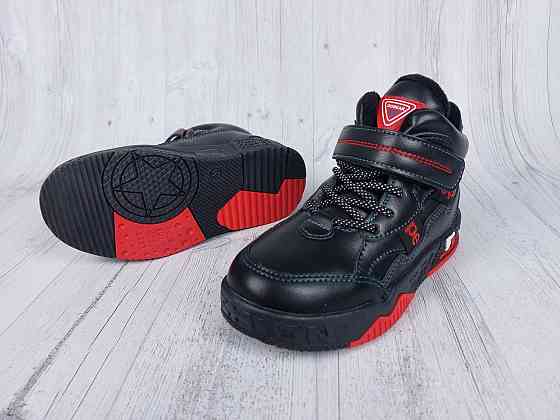 Детские демисезонные кроссовки хайтопы черно-красные на флисе для мальчиков 29 Николаев