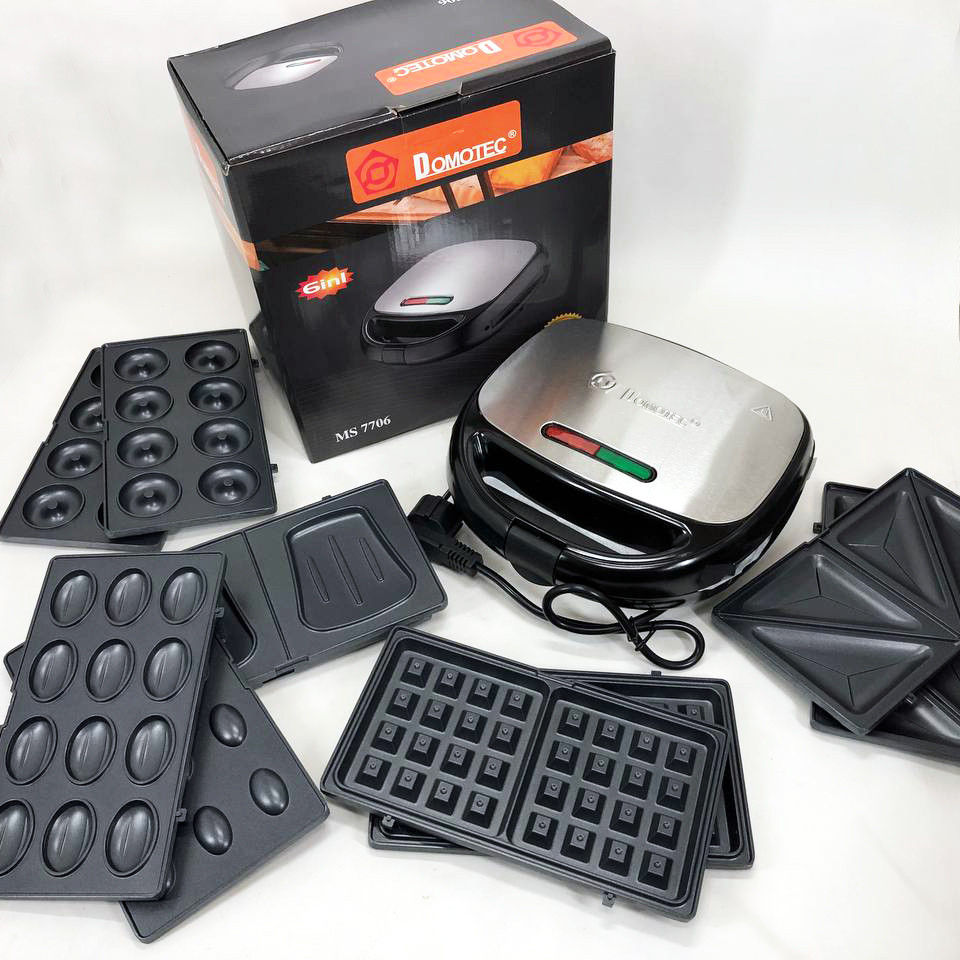 Мультипекар з пластиною для приготування бутербродів Domotec MS-7706 1000 w, Гриль електричний для дачі QB-98 Львів - фото 2