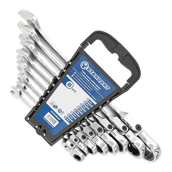 Набір ключів комбінованих із тріскачкою та шарніром 8-10,13, 15, 17, 19, 22 мм 8 од. на холдері СТАНДАРТ NFGW0801ST Одеса