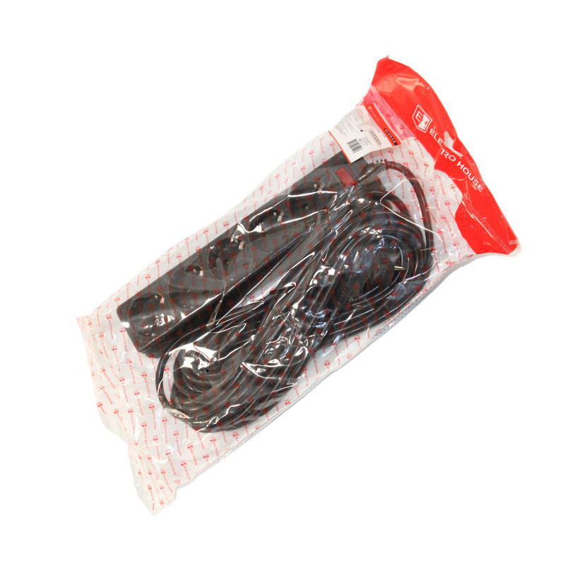 Сетевой фильтр с заземлением 5 гнезд, 10 м, черный Днепр - изображение 1