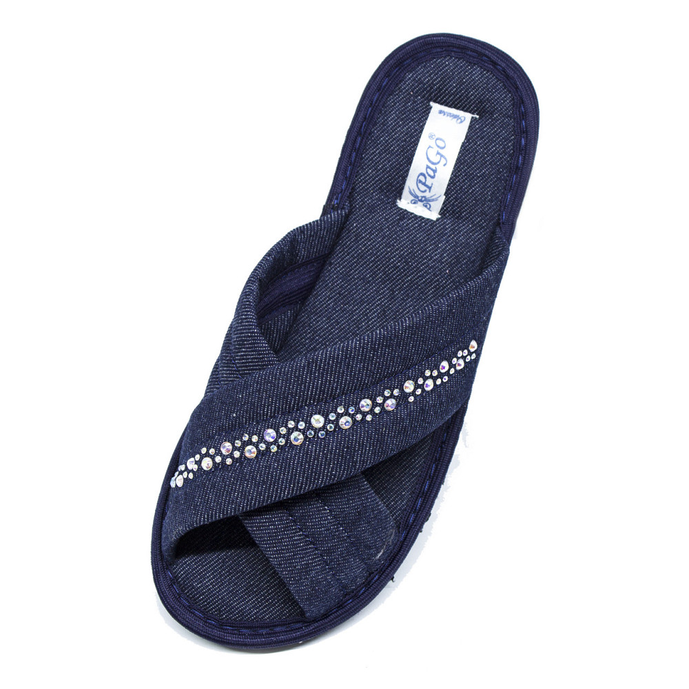 Тапочки домашние женские открытые накрест Джинс Синий 39 Одесса - изображение 2