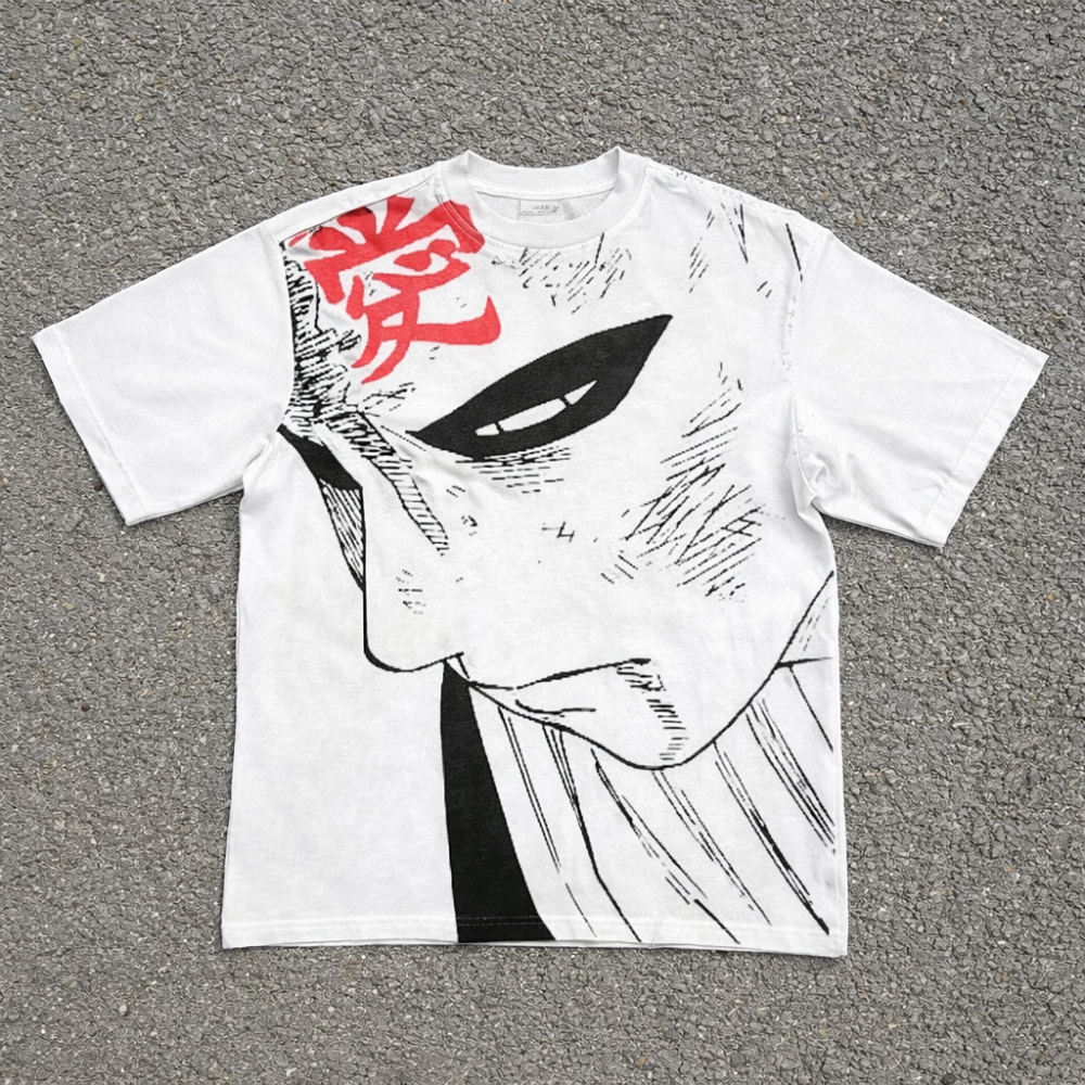 Футболка мужская с принтом аниме Наруто Схиппуден Гаара Казекаге оверсайз (S/M/L) Белый Днепр - изображение 1