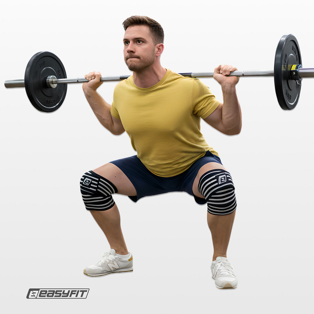 Бинт для присідань EasyFit фіксатор колінного суглоба (чорно-білий) Коломия - фото 6