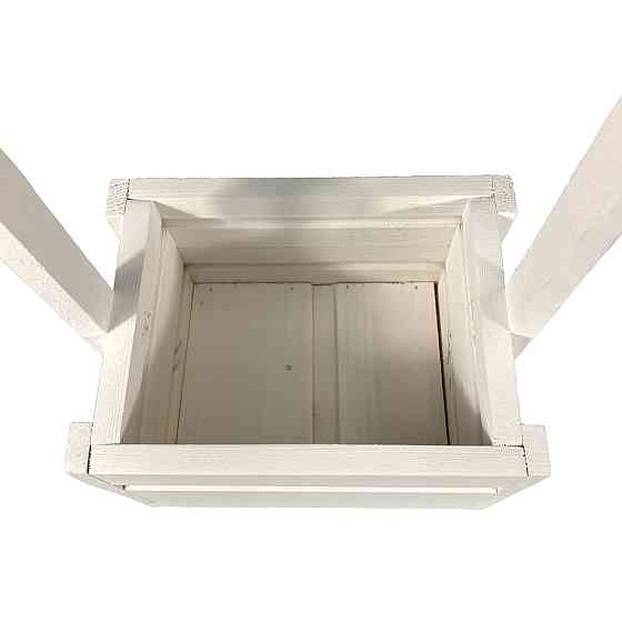 Ящик садовый декоративный для цветов или для хранения вещей из натурального дерева 20х14,5х38 см Белый Каменец-Подольский