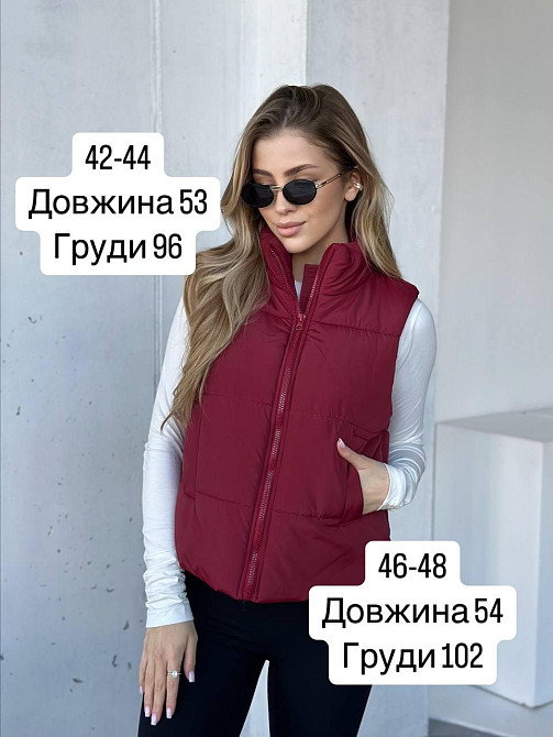 Жіноча тепла жилетка на блискавці плащівка емі на силіконі Шоколад, 46/48 Одеса - фото 2