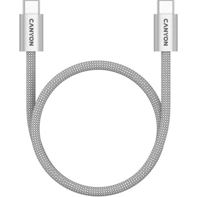 Дата кабель USB-C to USB-C 1.0m 60W Magnet Braided Light Grey Canyon (CND-CCMG60AB15LG) Вінниця - фото 1