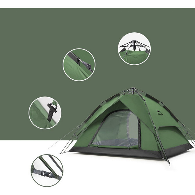 Намет чотиримісний автоматичний Naturehike NH21ZP008, темно-зелений Київ - фото 3