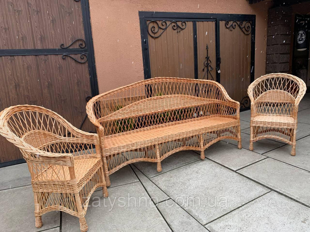 Плетені меблі з лози з великим диваном (200 довжина) Київ - фото 4
